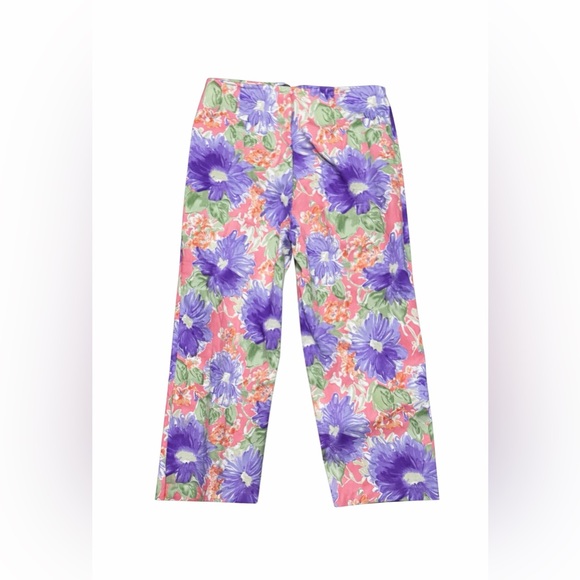 Carolina Blues Pants - Carolina Blues Floral Cropped Pants Women Size 10 Pink Purple Cotton